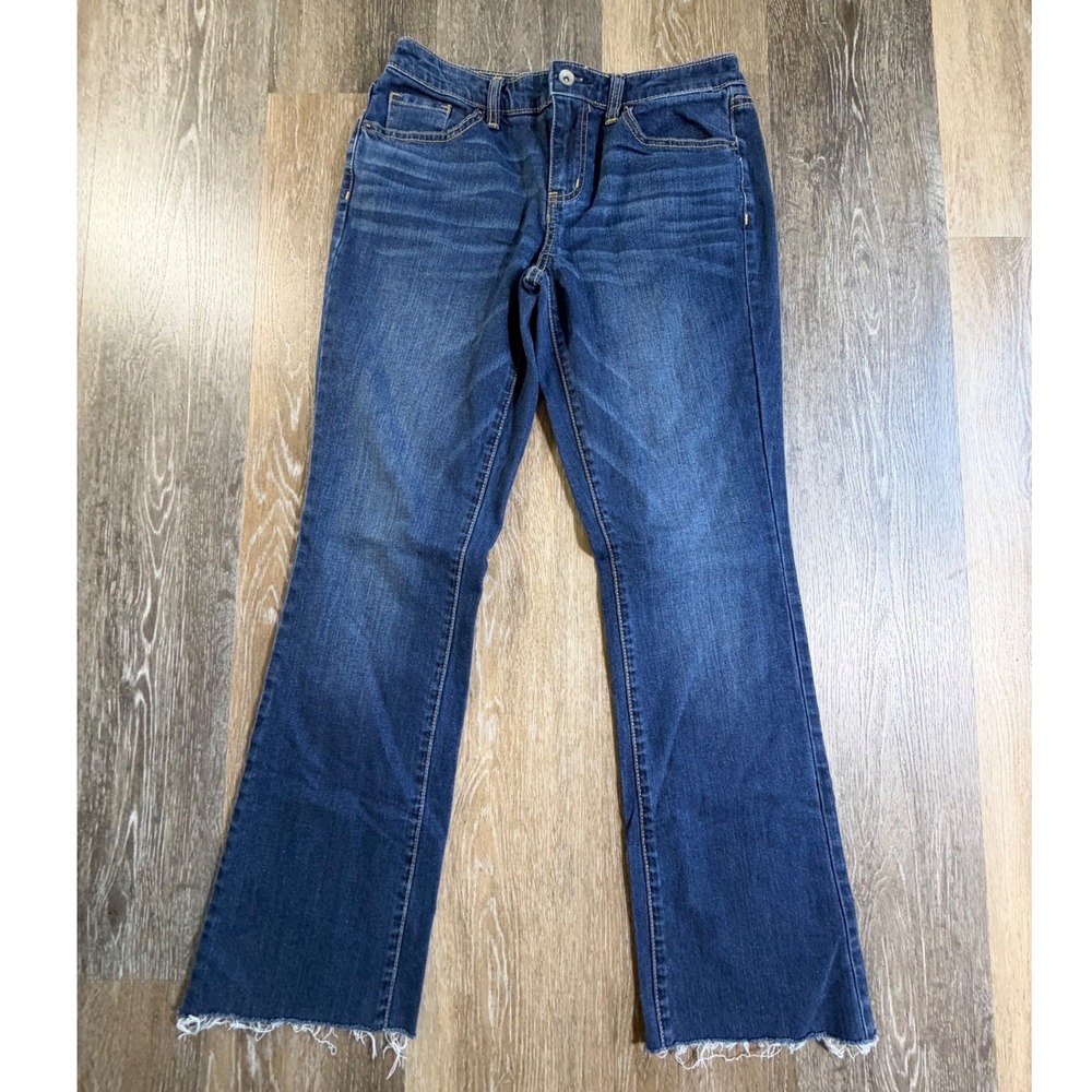 Merona Classic Bootcut Jeans Womens 6 Blue Raw Hem Stretch Denim